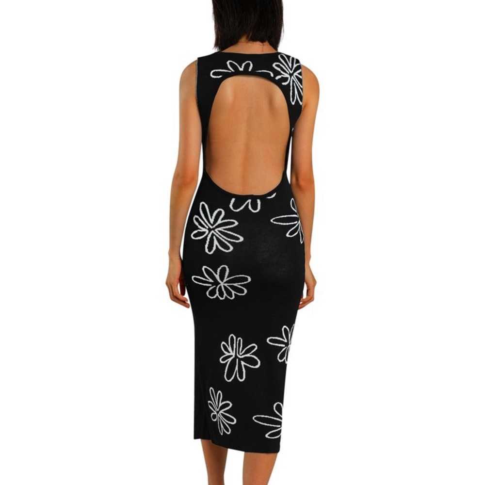 Open back black dress